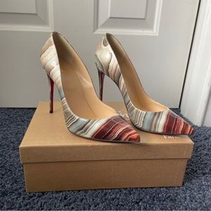 Christian Louboutin Pigalle Follies Patent Agate 38 Stripe